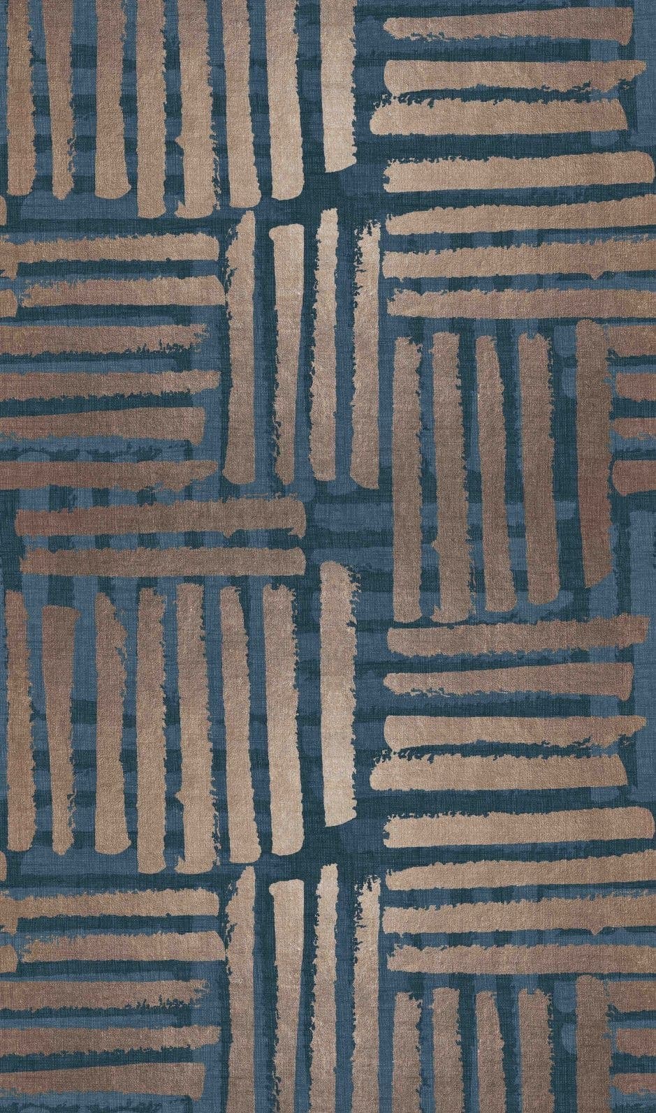 Fototapet Grafiskt randmönster i blått och beige med struktur 2,7 x 1,59 m