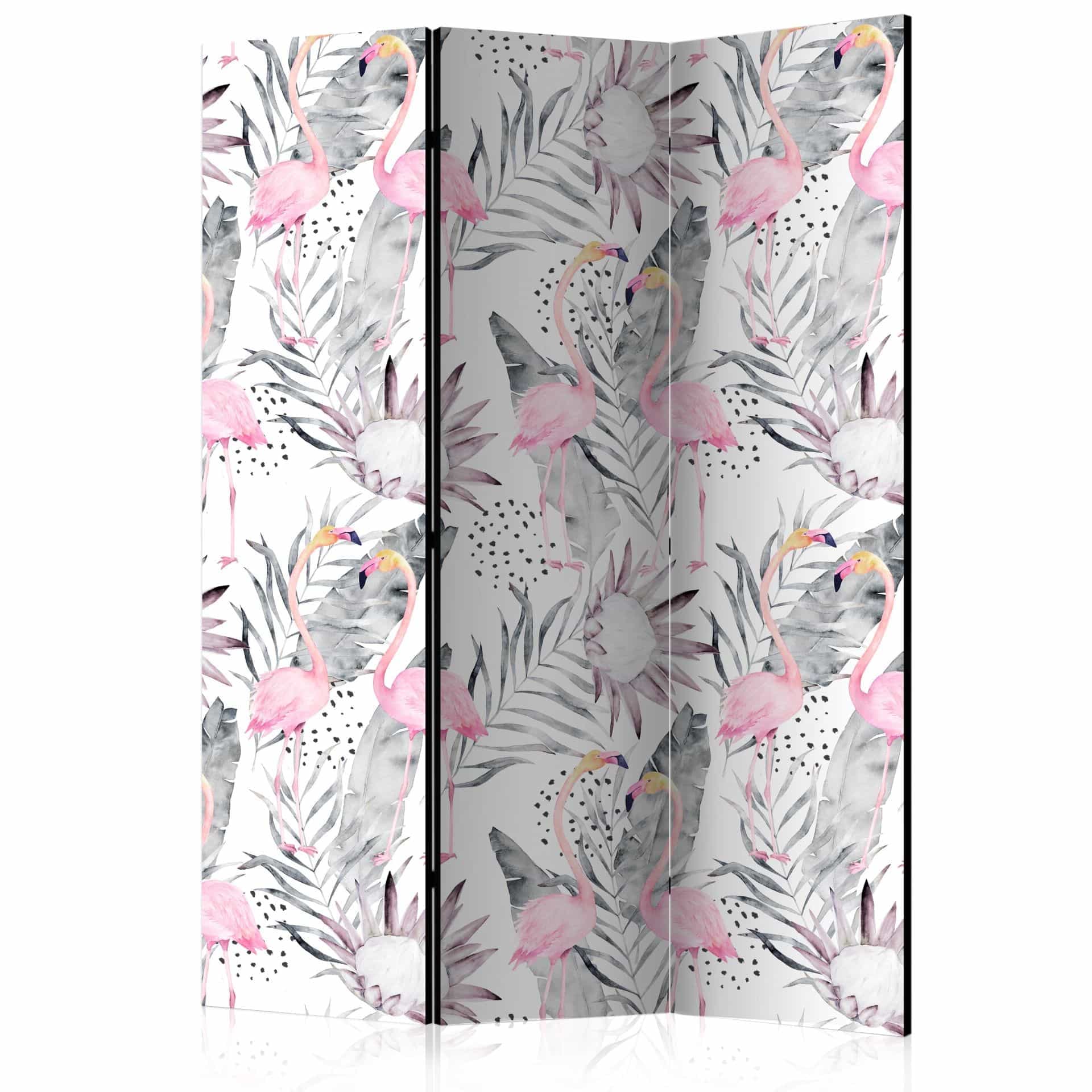 Paravent Raumteiler - Tanzende Flamingos, 3-teilig