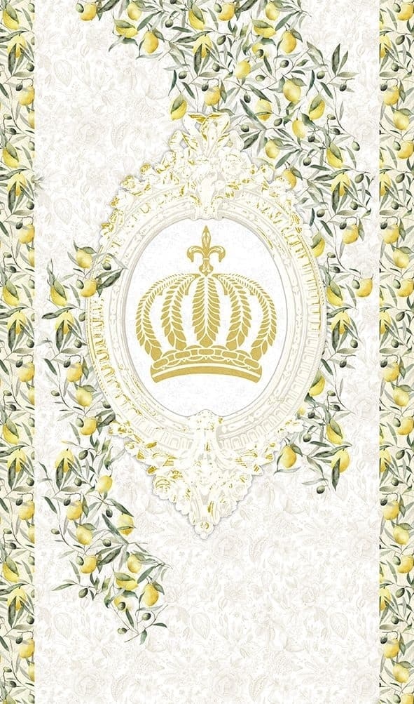 Fototapet krona, citroner blommig natur matt i vitt för vardagsrum 2,70 x 1,59m