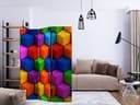 Paravent Raumteiler -  Bunte Geometrische Boxen, 3-teilig