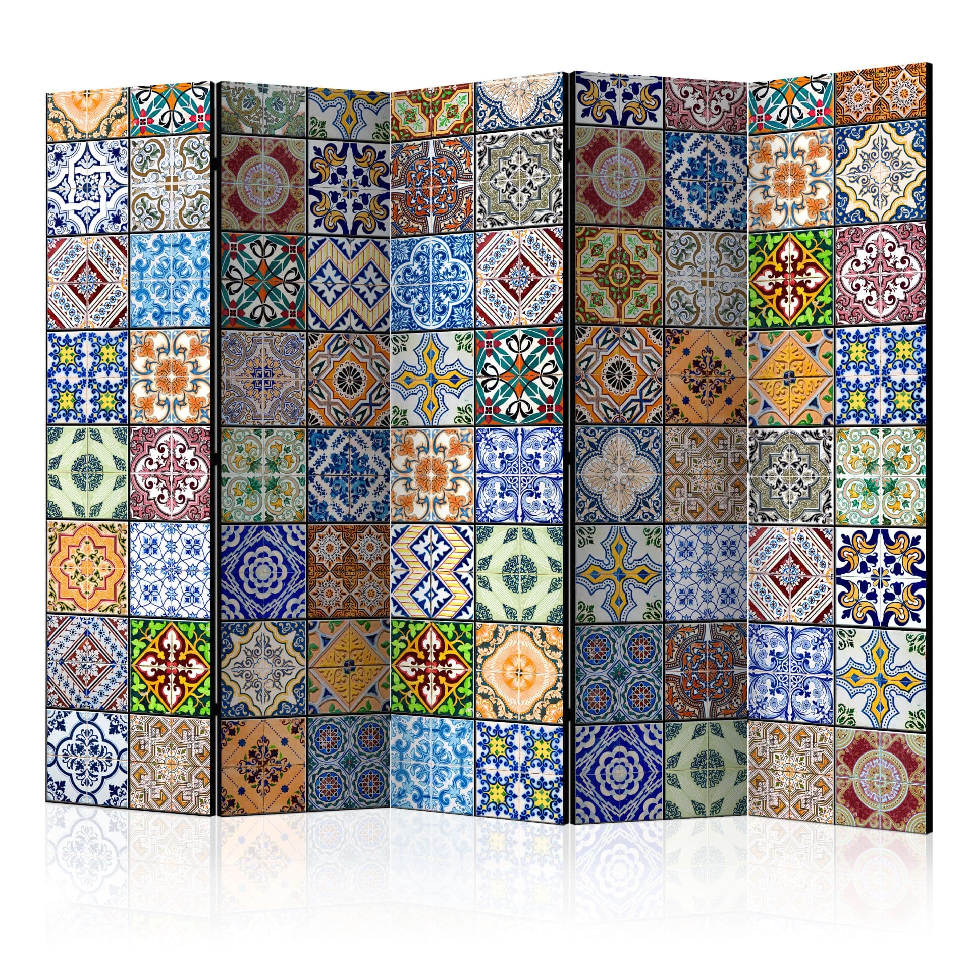 Paravent Raumteiler -  Buntes Mosaik , 5-teilig - 225x172 cm