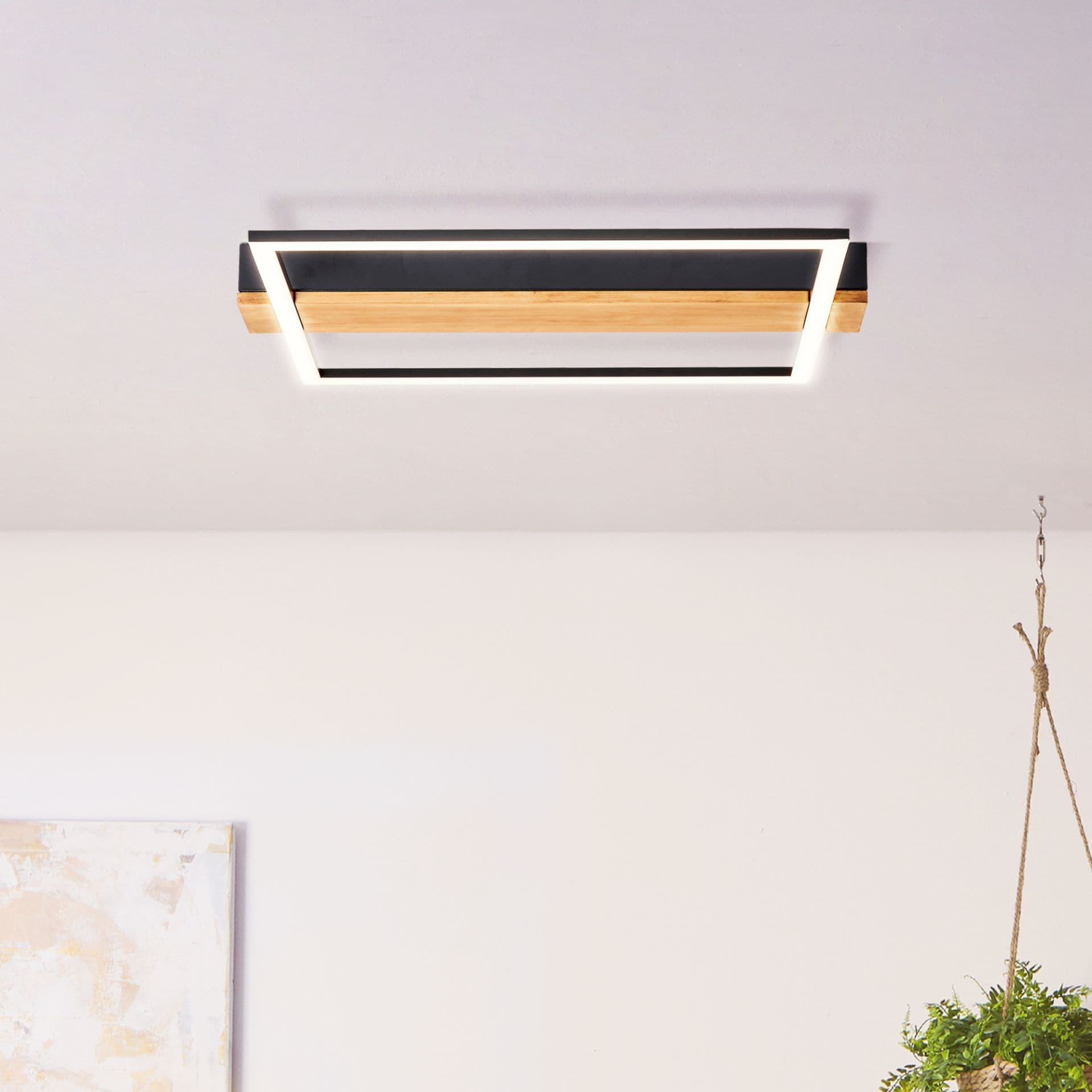 Deckenleuchte Layla 2 Braun, 24W, 4,6 x 40 cm, Holz Lampe