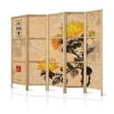 Japanischer Paravent Raumteiler - Japanischer Stil: Weisheitsblumen, 3-teilig