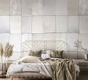 Fototapet Patchwork papperslook i vitt och beige med fin struktur 3,4 x 3,18 m