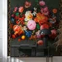 Fototapet med blommigt motiv Floral Classic, Romantic matt i svart 2,70 x 1,59m