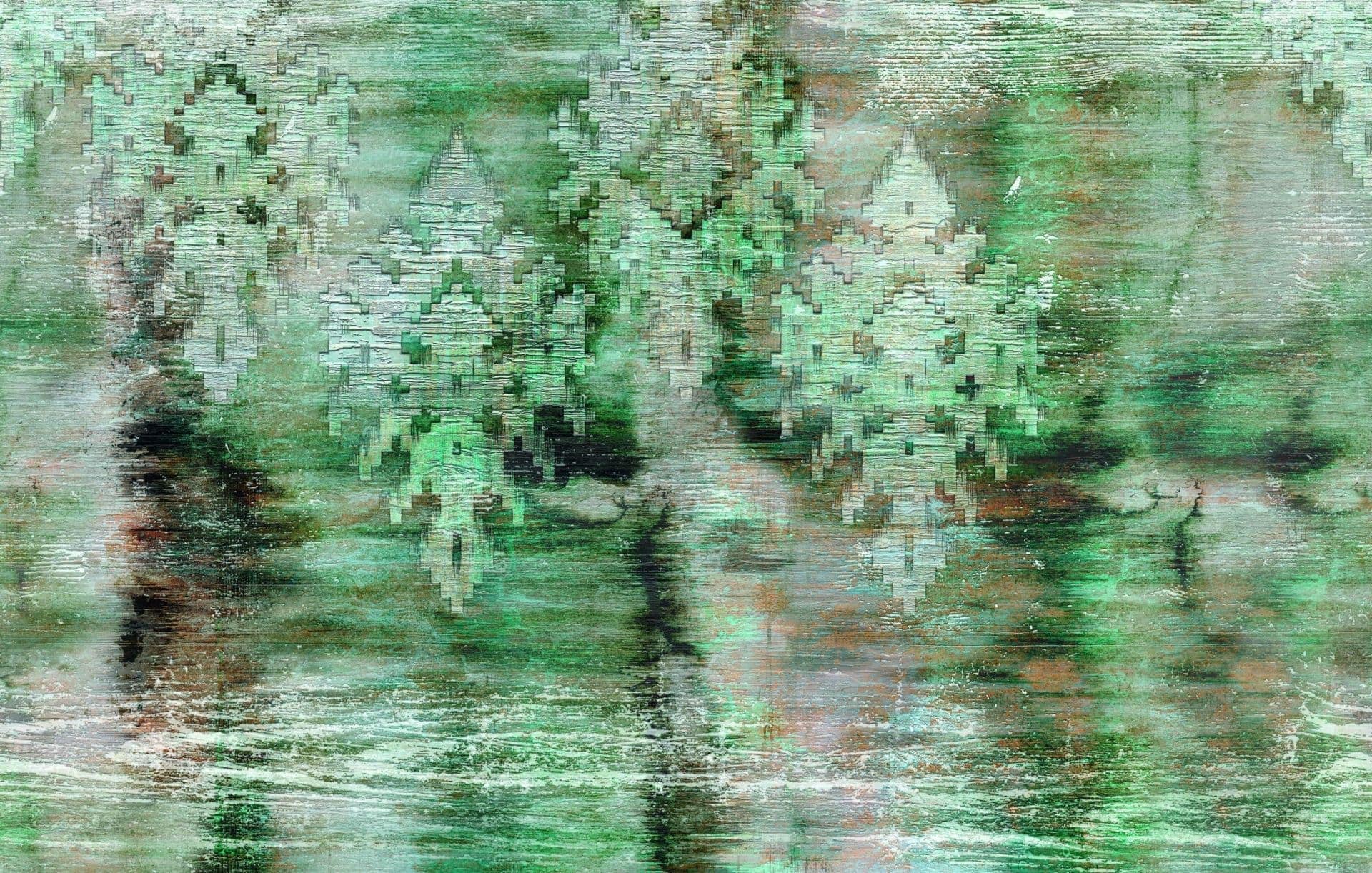 Fototapet Abstrakt pixelstruktur i petrol och grått 2,7 x 4,24 m
