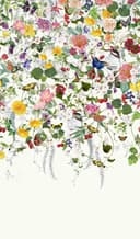 Fototapet Färgglad blomsteräng med fjärilar och bär vintage 2,7 x 1,59 m