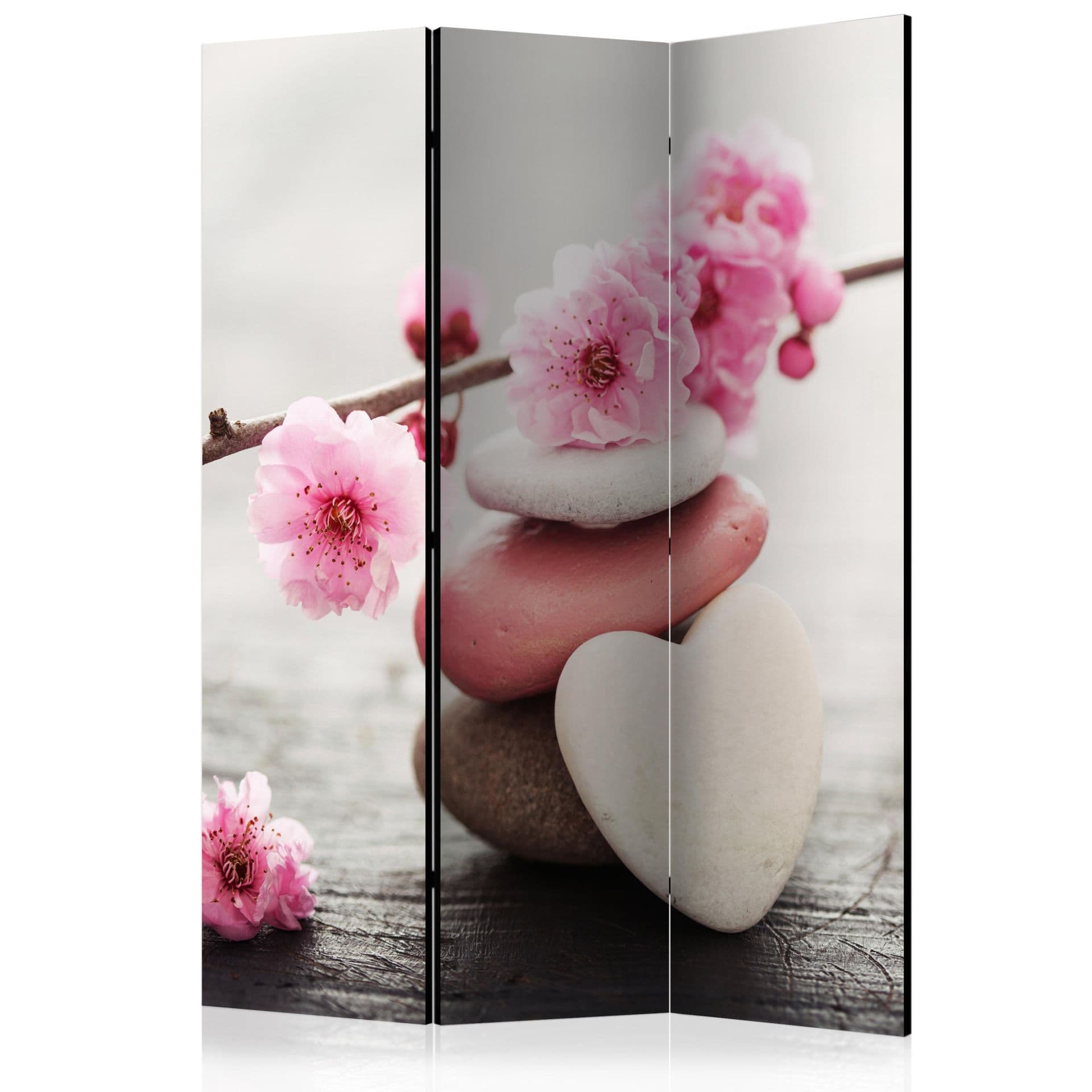 Paravent Raumteiler - Blumige Zen-Köstlichkeit, 3-teilig  - 135x172 cm