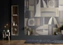 Fototapet Geometriskt retromönster i mörkblått, taupe & beige 2,7 x 2,12 m