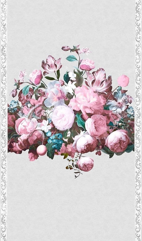 Fototapet med blommigt motiv Floral Classic, Romantic matt i grått 2,70 x 1,59m
