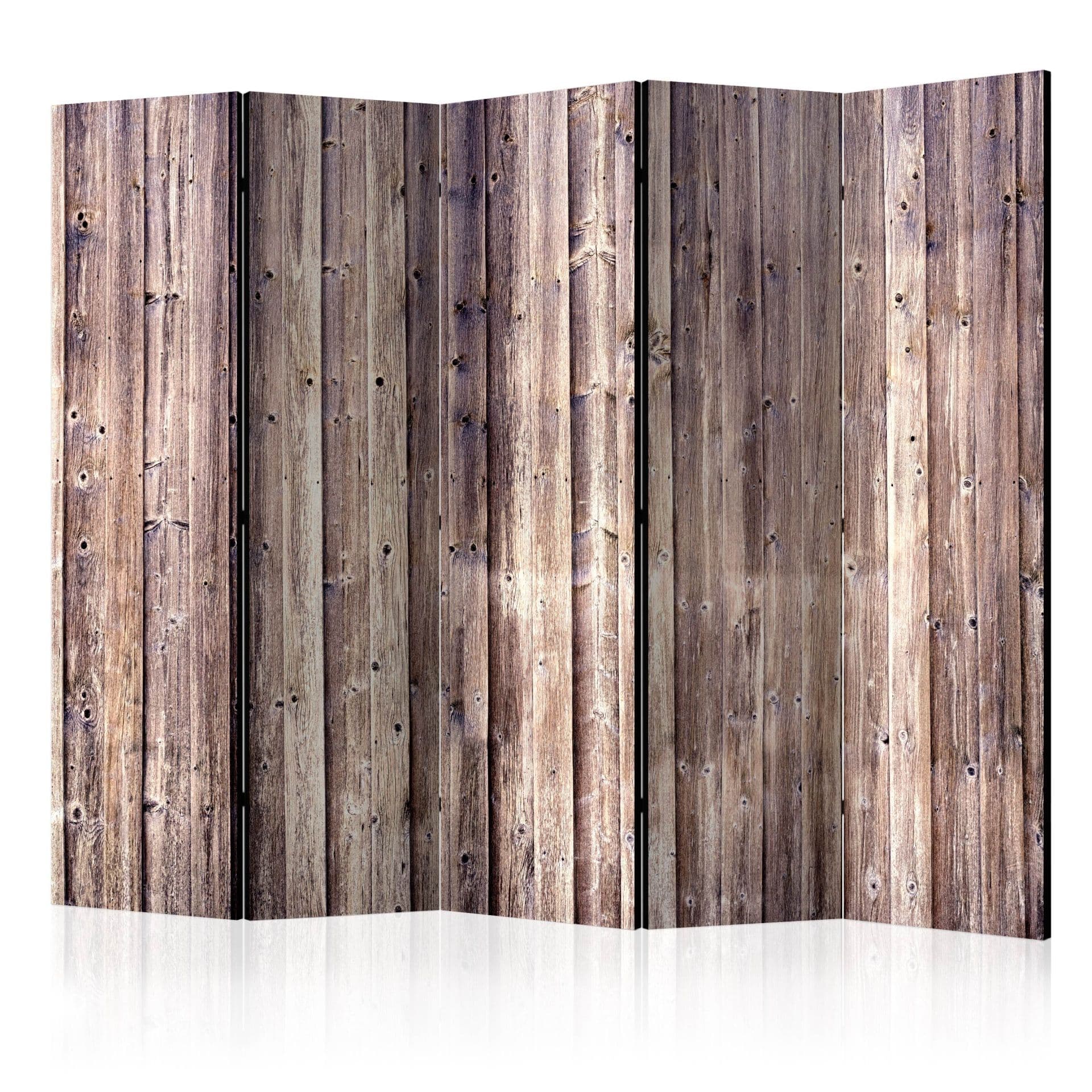 Paravent Raumteiler -  Hölzerner Charme , 5-teilig - 225x172 cm