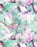 Fototapet Delikata akvarellblommor i pastell på ljusblå med mjukt fokus 3,4 x 2,65 m