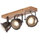 Spotbalken Dilara 3 Braun, 5W, 18,5 x 43 cm, Holz Deckenspots