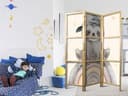 Japanischer Paravent Raumteiler - Happy Sloth, 3-teilig