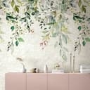 Blommig tapet blommor, blad blommig Icke-vävd tapet natur matt i beige 2,70 x 1,59 m