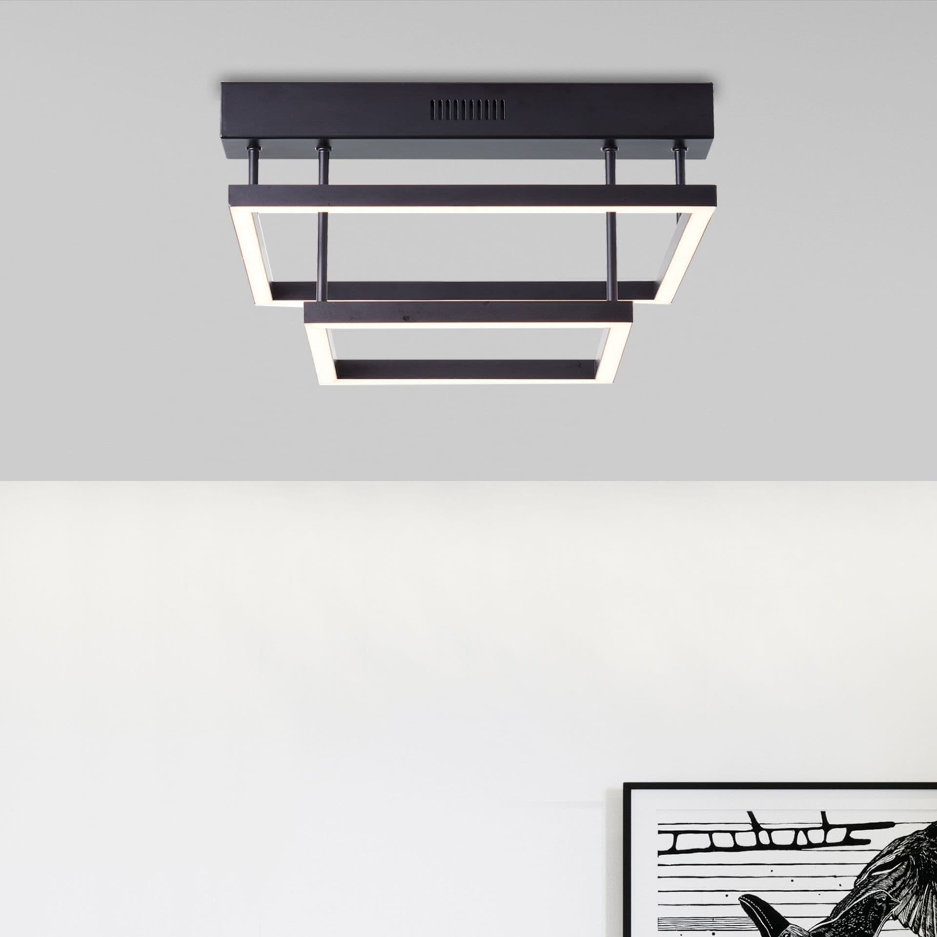 Deckenleuchte Mats 2 Schwarz, 34W, 19 x 32 cm, Kunststoff Deckenlampe