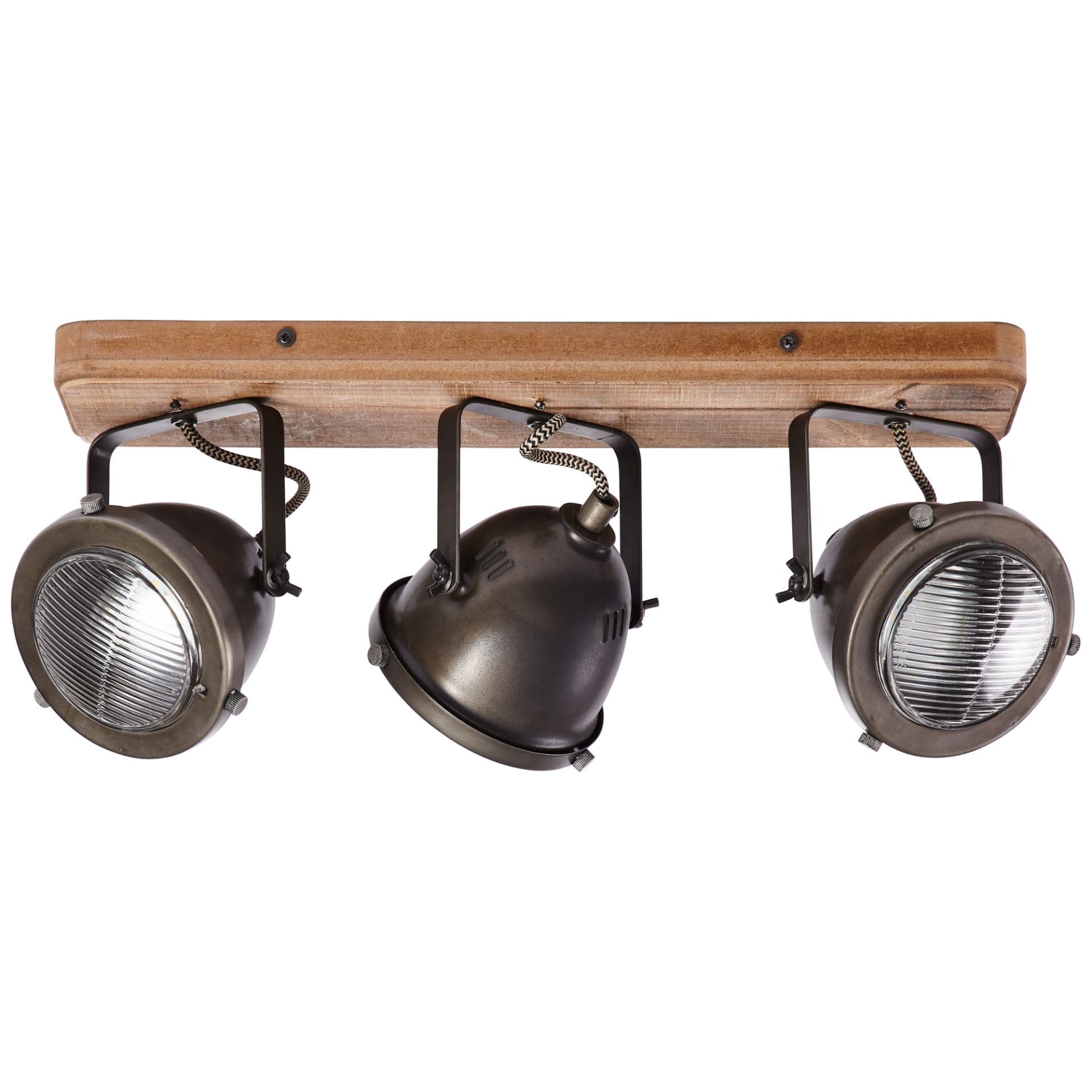 Spotbalken Dilara 3 Braun, 5W, 18,5 x 43 cm, Holz Deckenspots