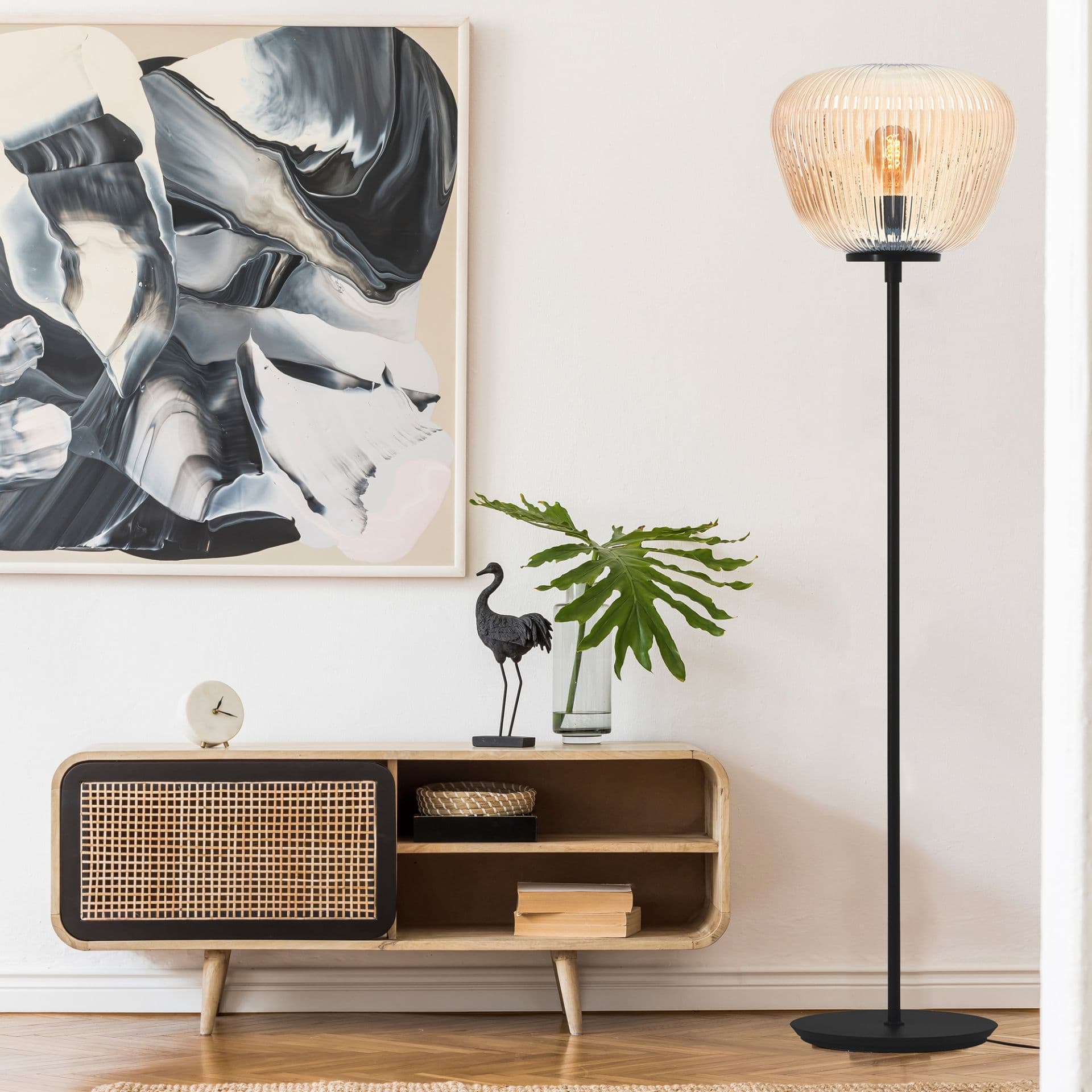 Stehleuchte Junis 5 Braun, 40W, 140 x 35 cm, Metall Stehleuchte