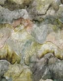 Fototapet med bergslandskap i akvarell i mossgrönt och gråblått med patina 3,4 x 2,65 m