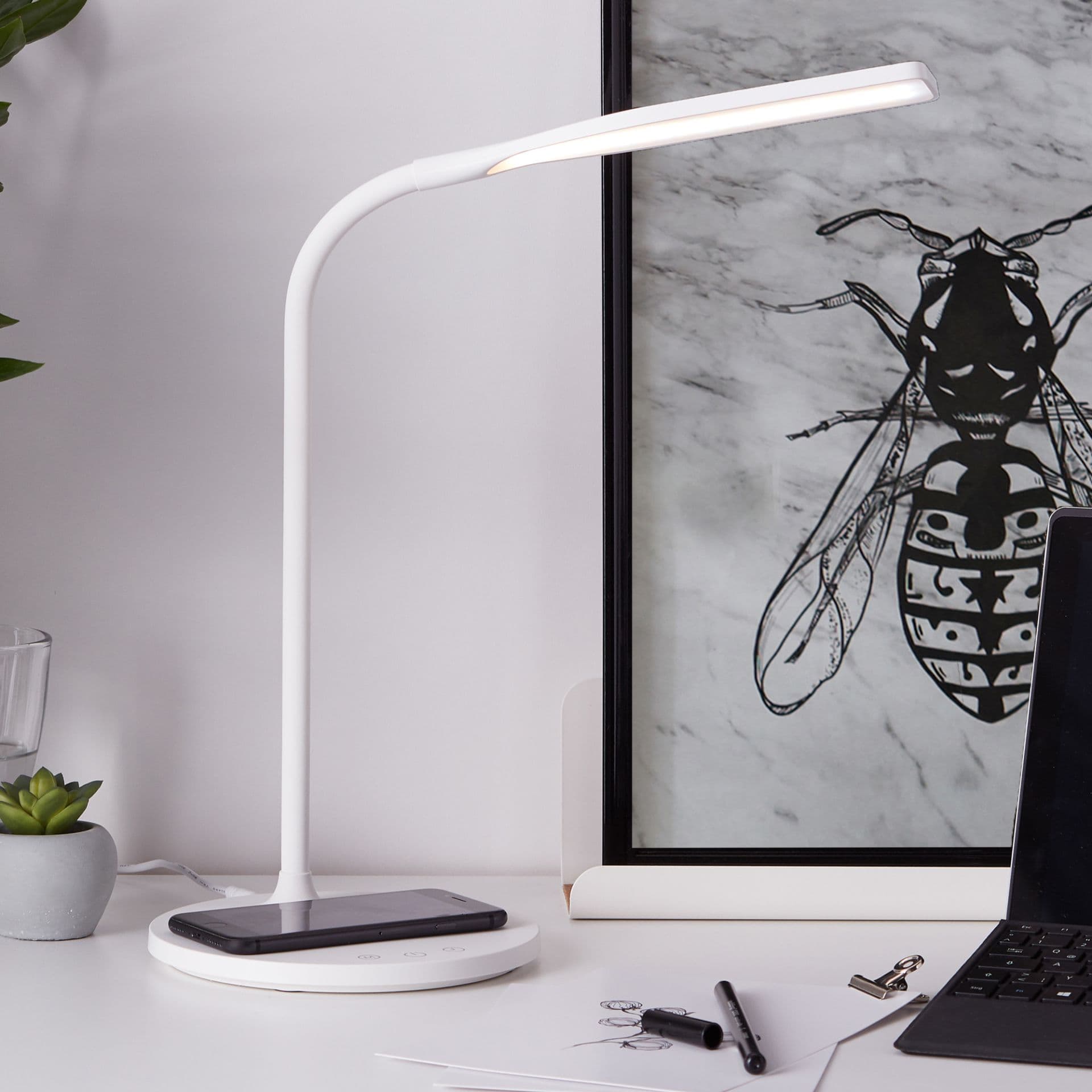 Tischleuchte Joy Weiss, 4W, 34 x 17 cm, Kunststoff Nachttischlampe