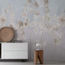 Fototapet blommor, blad blommig natur, modern i blått