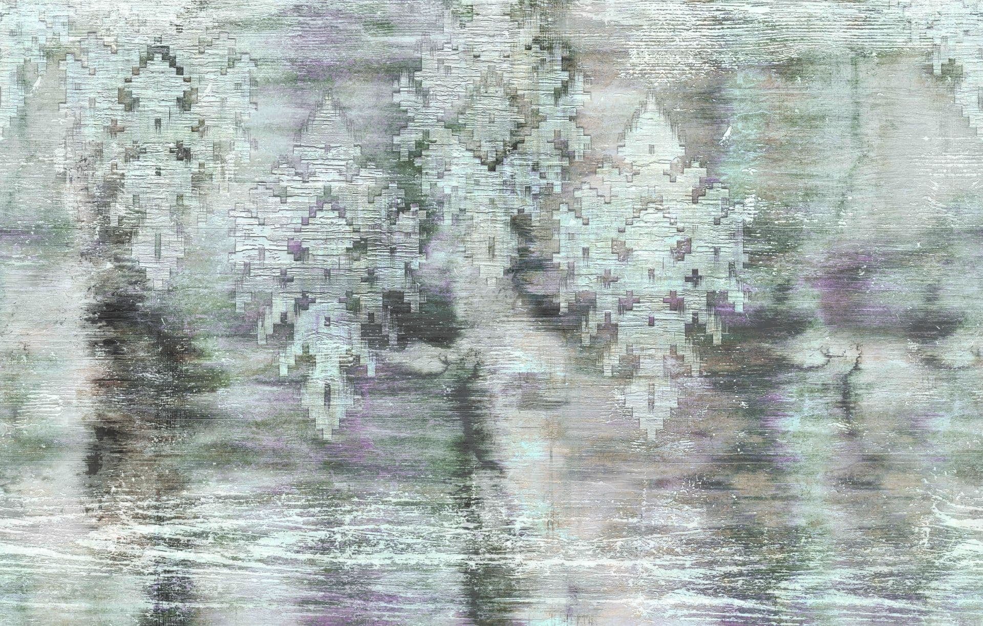 Fototapet med motiv Dimmiga pixelmoln i grått och lila 2,7 x 4,24 m