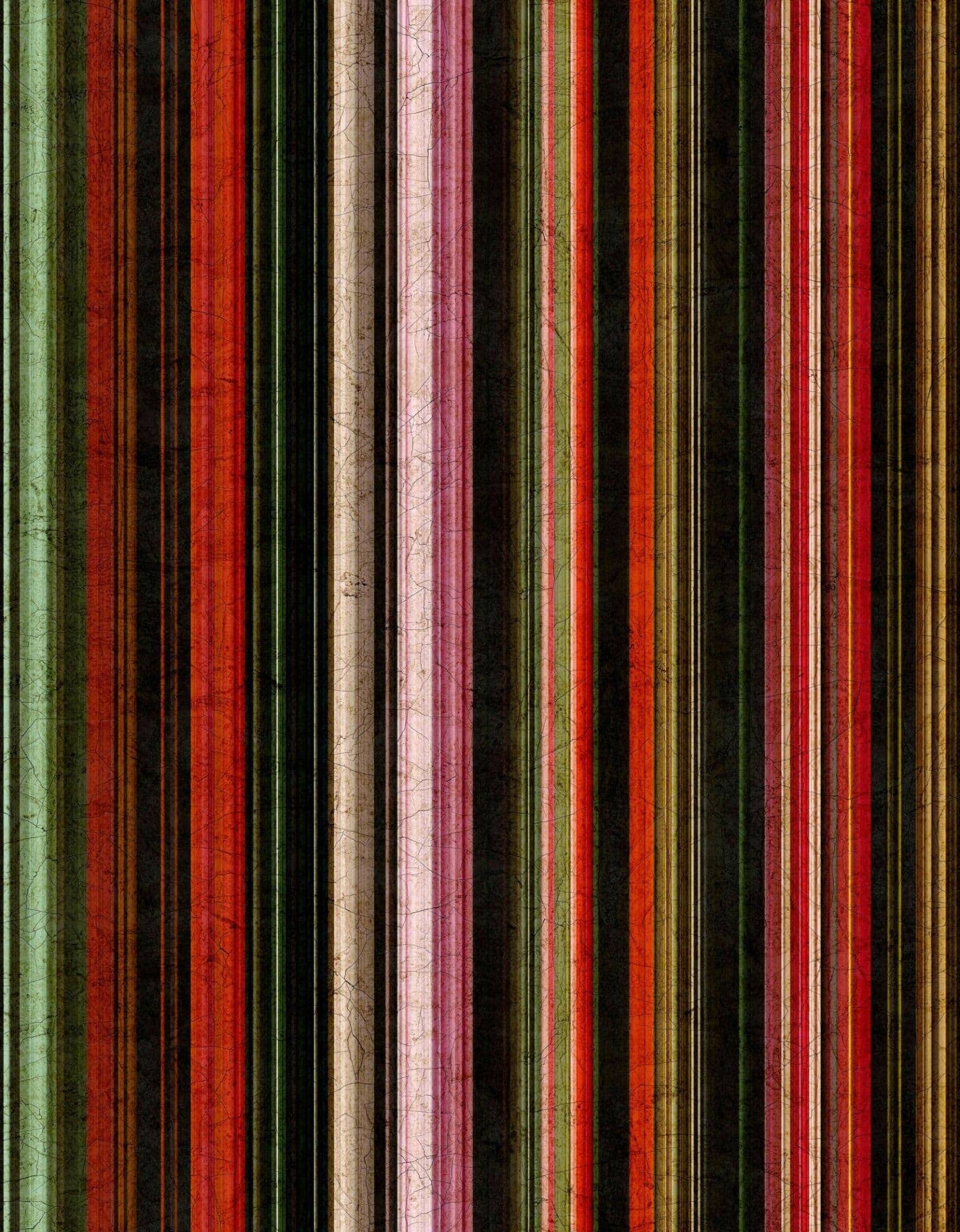 Vintage randig Fototapet motiv tapet i rött grönt svart med patina struktur 3,4 x 2,65 m