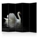 Paravent Raumteiler - Schwan in dunkler Reflexion , 5-teilig - 225x172 cm