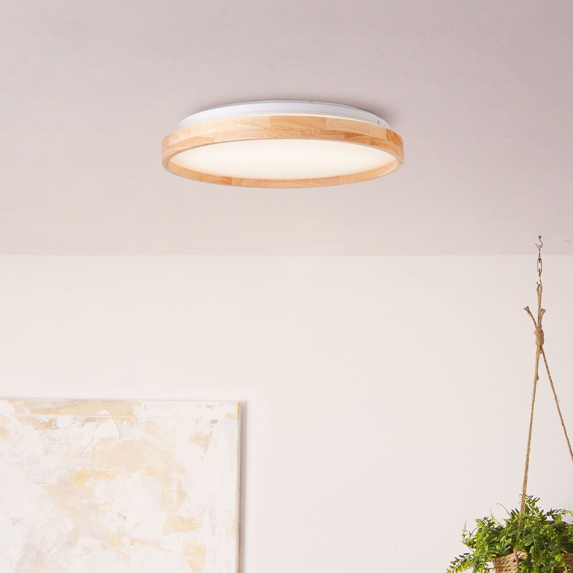 Deckenleuchte Alea 1 Beige, 26W, 6,5 x 39,5 cm, Holz Deckenlampe
