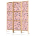 Japanischer Paravent Raumteiler - Giraffe Pattern in Blue-Pink Spots, 3-teilig