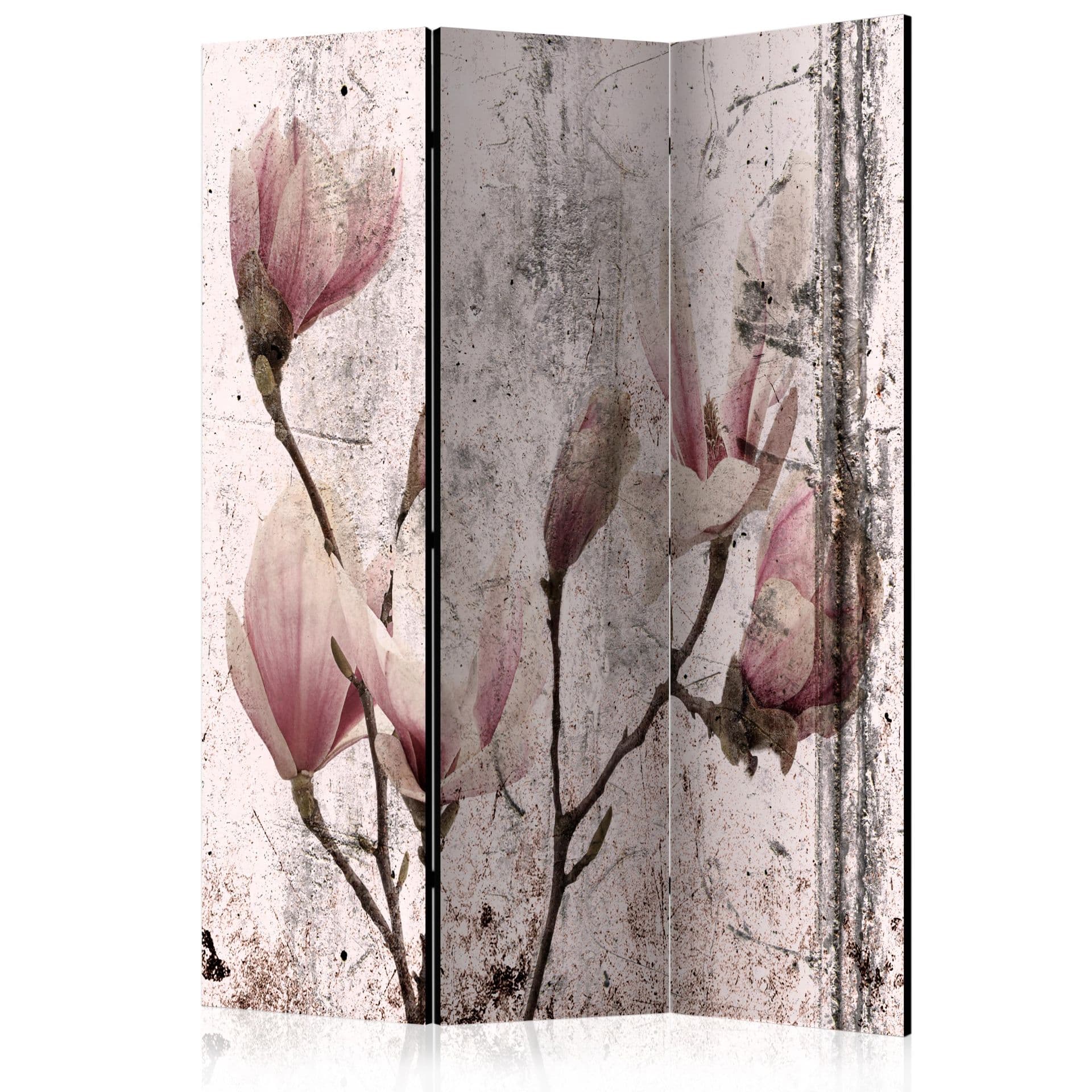 Paravent Raumteiler -  Magnolien Vorhang, 3-teilig