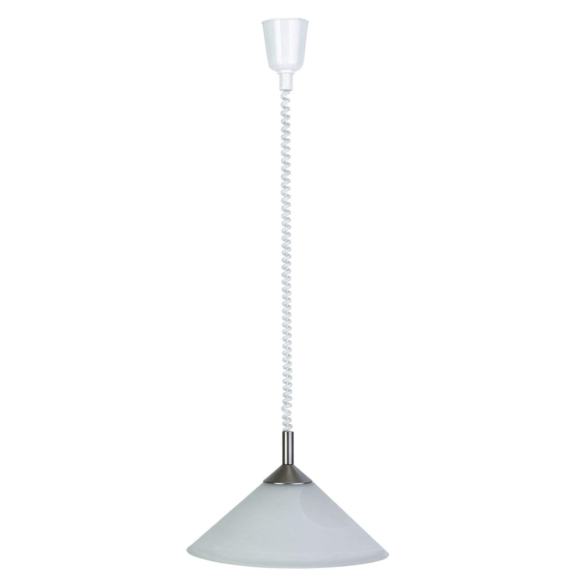 Pendelleuchte Alva Silber, Weiss, 60W, 180 x 40 cm, Glas Pendelleuchte