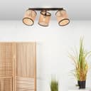 Spotbalken Toni 3 Beige, 42W, 21 x 49 cm, Rattan Innenleuchte