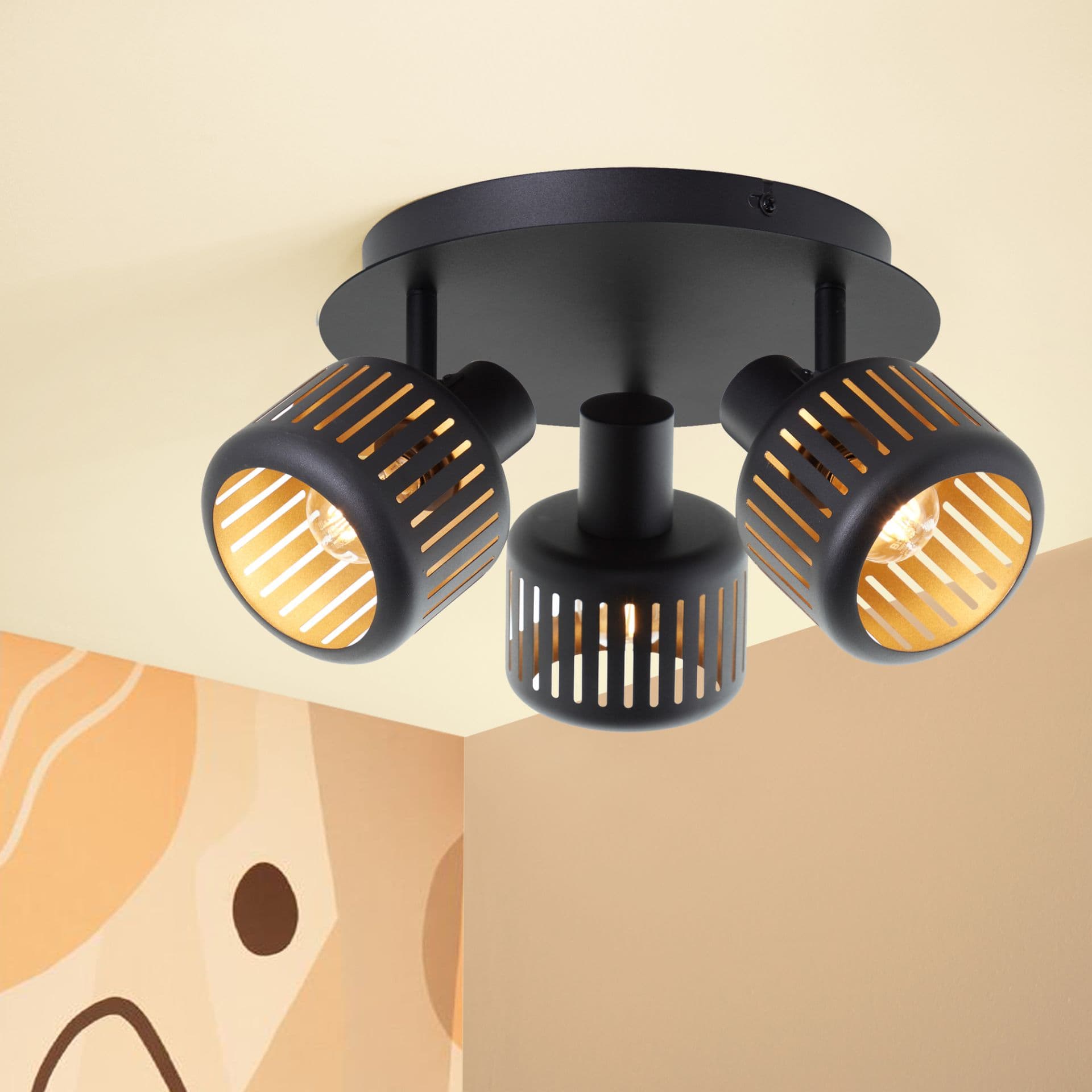 Spotrondell Silvio 2 Gold, 28W, 17,5 x 37 cm, Metall Industrielle deckenleuchte