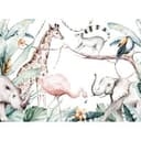 Djur SafariFriends tapet i vitgrönt - Fototapet i non-woven Designwalls 2 - 2,55 x 3,5 m