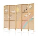 Japanischer Paravent Raumteiler - Holiday Sky: Rainbow and Birds, 3-teilig