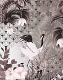 Fototapet Crane med art deco-mönster och blommor i gråsvart 2,7 x 2,12 m