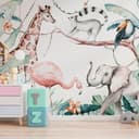 Djur SafariFriends tapet i vitgrönt - Fototapet i non-woven Designwalls 2 - 2,55 x 3,5 m