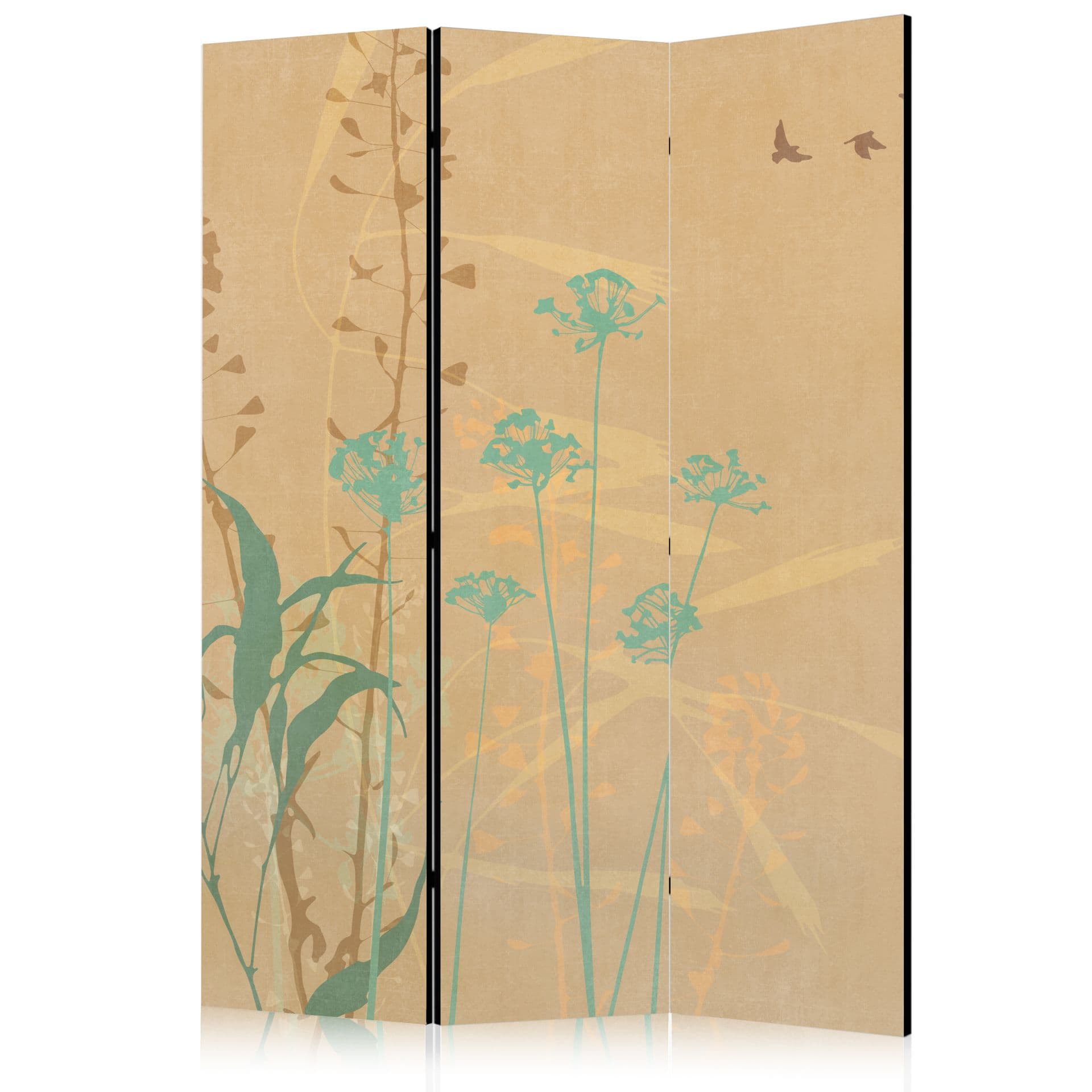 Paravent, Raumteiler freistehend, Trennwand - Tiny Bird - Colorful Grasses in Golden Shades of Suns