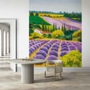 Fototapet landskap grafisk natur matt i lila för vardagsrum 2,70 x 2,12m