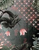 Fototapet med motiv av trana med art deco-prov och blommor 2,7 x 2,12 m
