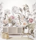 Fototapet med motiv av vintageblomma i grå rosé 2,7 x 2,65 m