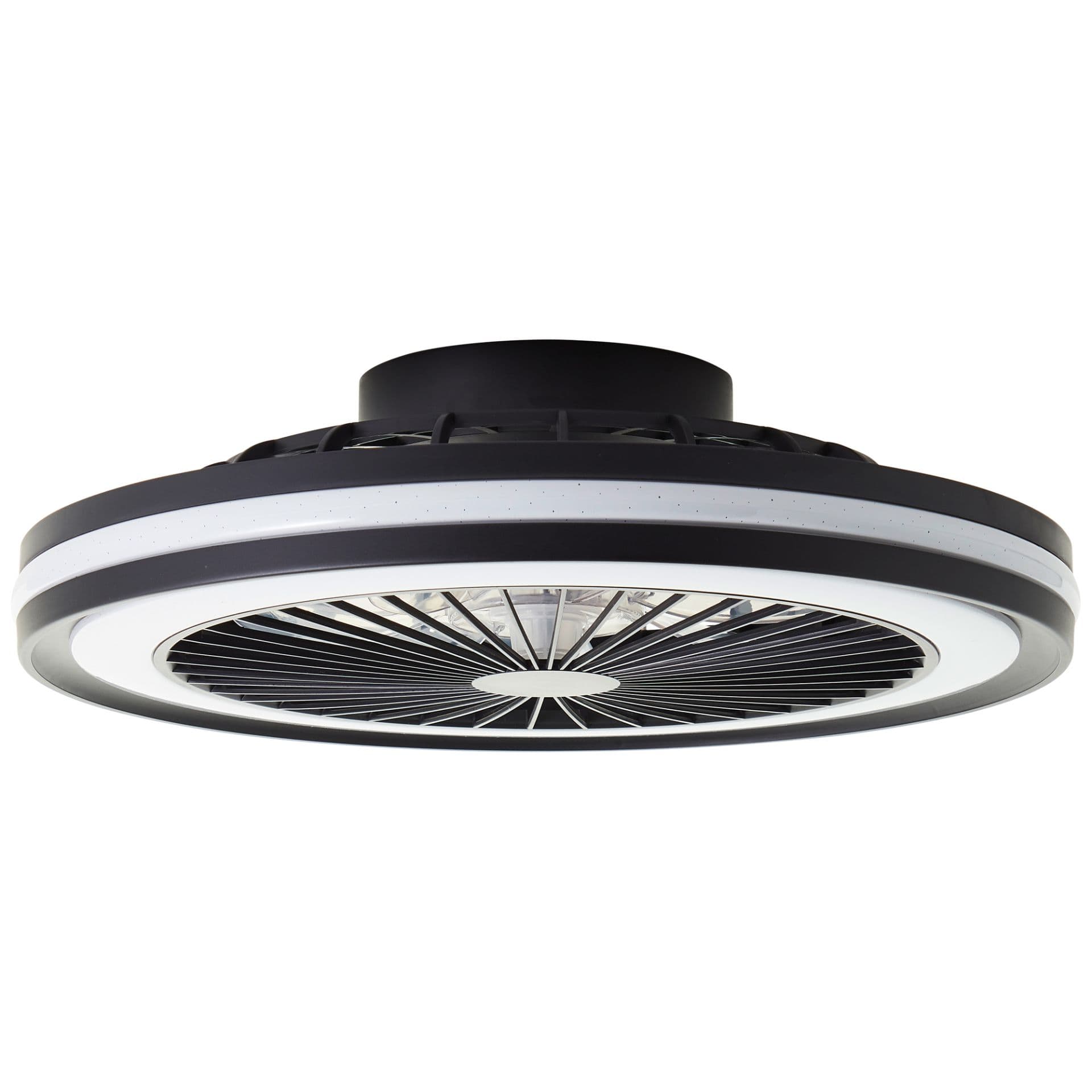 Deckenleuchte Malea Schwarz, 40W, 13,7 x 46,6 cm, Kunststoff Deckenventilator mit led-licht