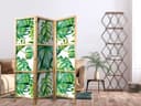 Japanischer Paravent Raumteiler - Monstera und Palmblätter, 3-teilig