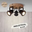 Spotrondell Jesse 3 Braun, 6W, 13 x 26 cm, Holz Innenleuchte