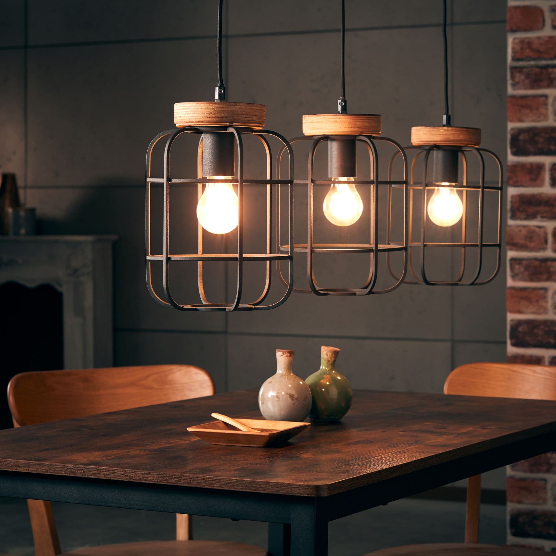 Pendelleuchte Inga 11 Braun, 40W, 142 x 100 cm, Holz Pendellampe