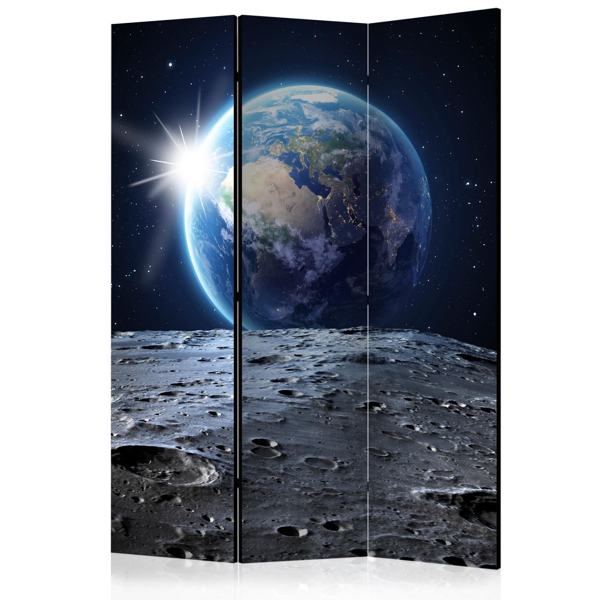 Paravent Raumteiler -  Blick auf den Blauen Planeten, 3-teilig