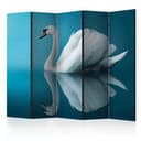 Paravent Raumteiler - Schwan in Reflexion , 5-teilig - 225x172 cm