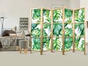 Japanischer Paravent Raumteiler - Monstera und Palmblätter, 3-teilig