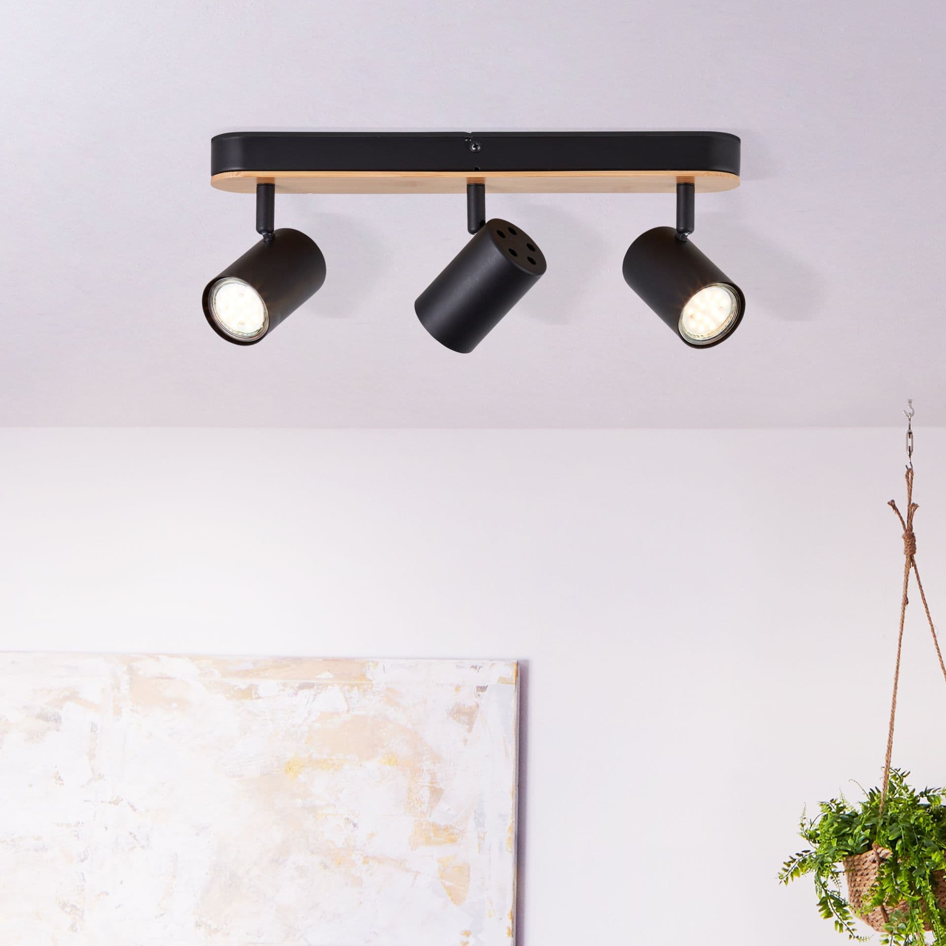 Spotbalken Luca Braun, 10W, 14,5 x 40,5 cm, Bambus Lampe